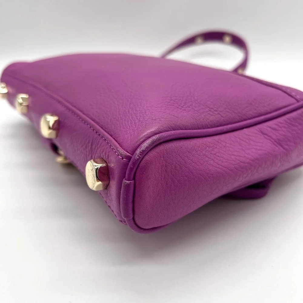 REBECCA MINKOFF Mini MAC Crossbody Bag Womens Purple Leather Chain Strap - Picture 7 of 16